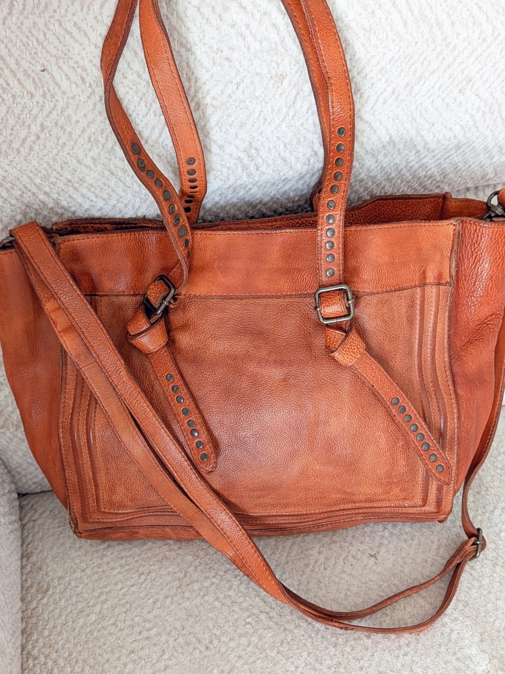 Never Mind Distressed Leather Tote